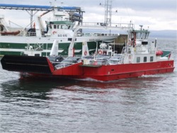 The Foyle Ferry arriving in Greencastle.